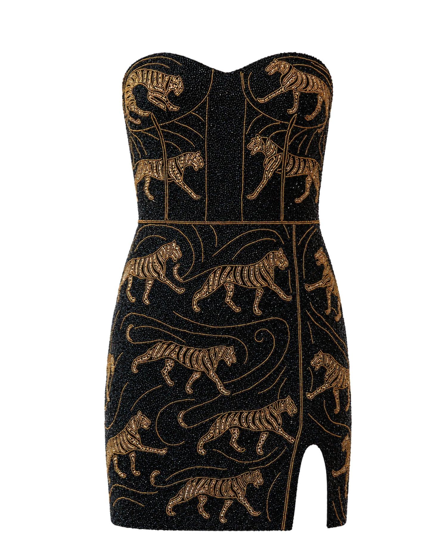 Women's Tiger Hand Beaded Embellished Mini Dress