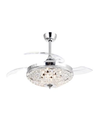 21" Chrome Modern Retractable Bladeless Chandelier Ceiling Fan with Light Kit and Remote
