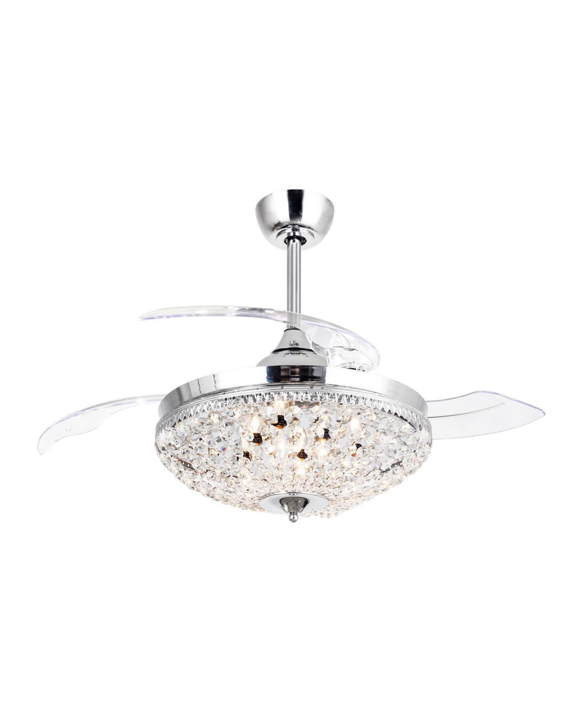 Parrot Uncle 21" Chrome Modern Retractable Bladeless Chandelier Ceiling Fan with Light Kit and Remote