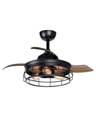 36" Modern Black Retractable Ceiling Fan with Light Kit and Remote
