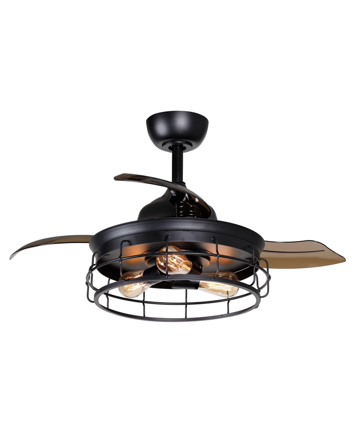 Parrot Uncle 36" Modern Black Retractable Ceiling Fan with Light Kit and Remote