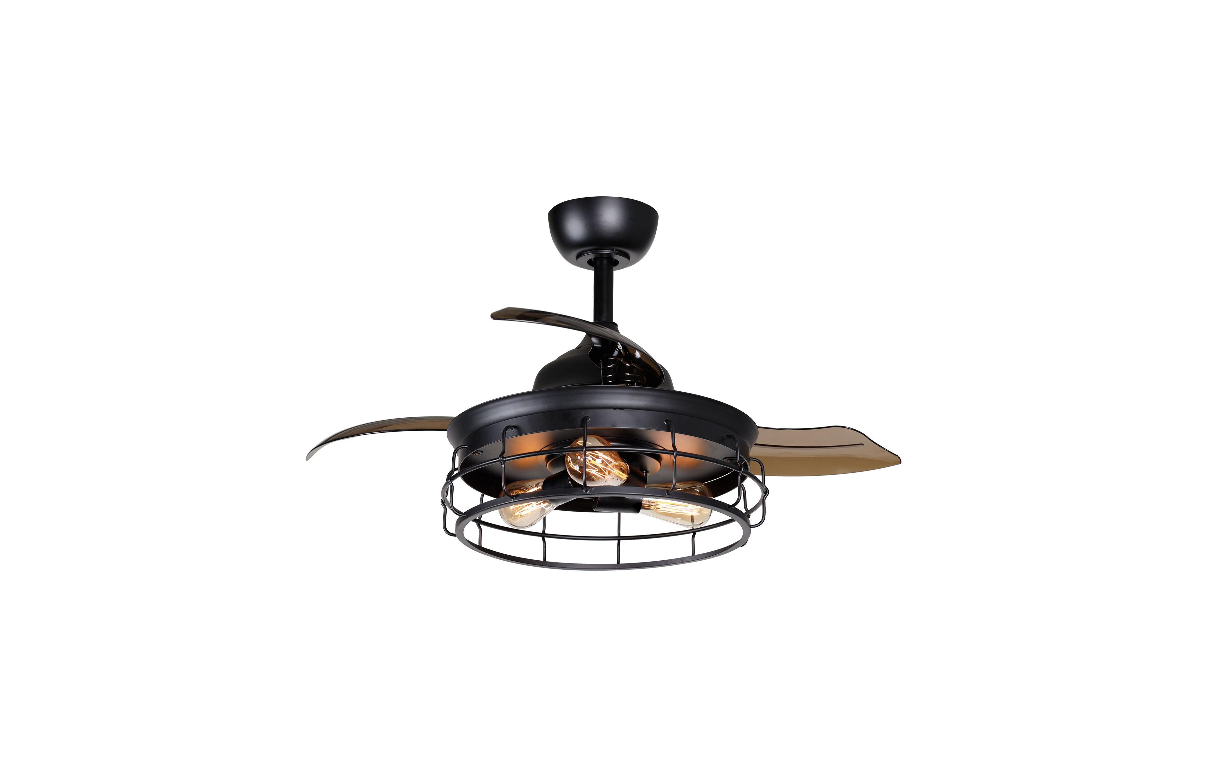 Parrot Uncle 36" Modern Black Retractable Ceiling Fan with Light Kit and Remote