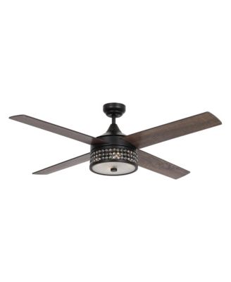 52" Matte Modern Crystal Ceiling Fan with Light and Remote Control