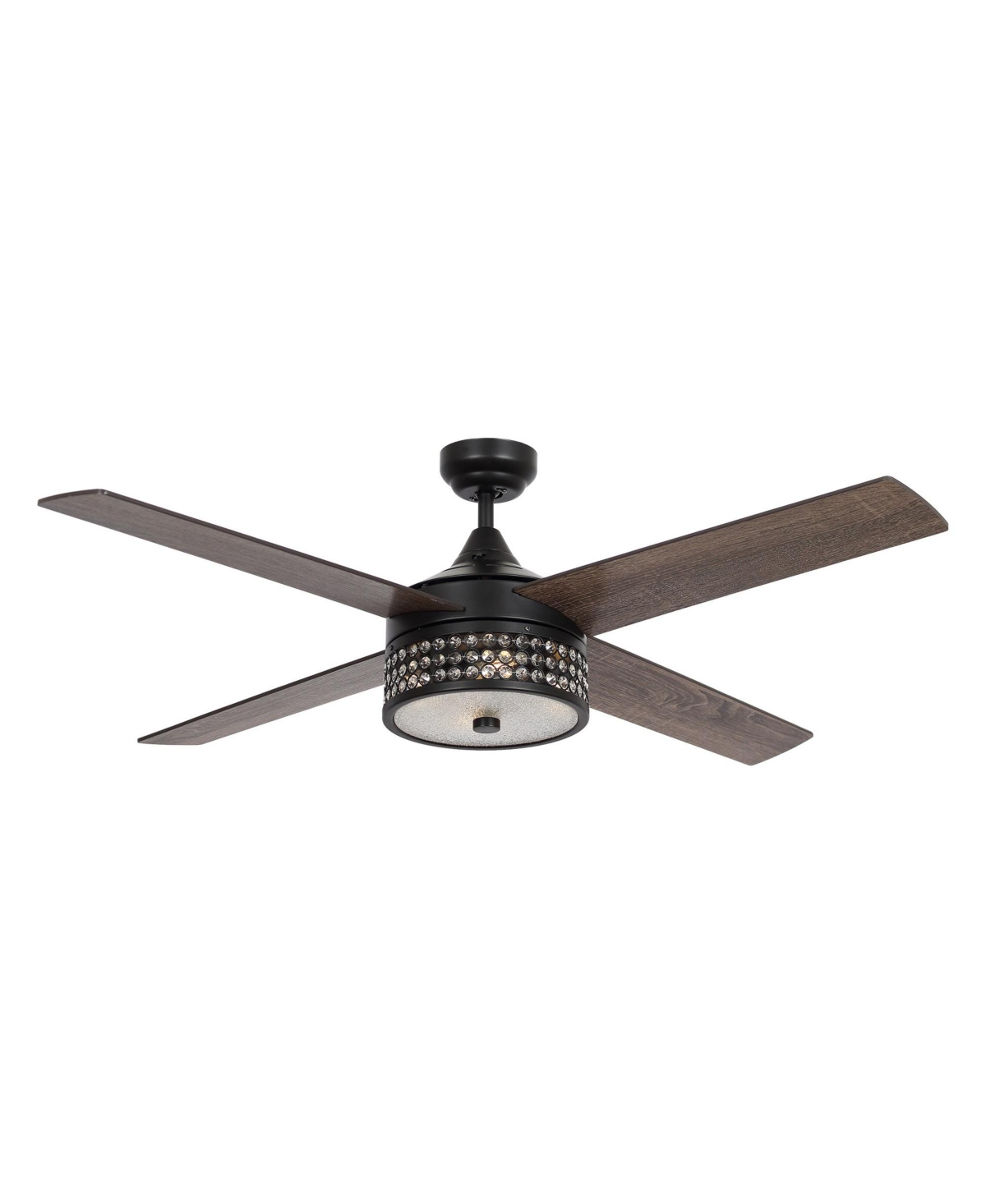 52" Cason Modern Downrod Mount Reversible Ceiling Fan with Lighting and Remote Control - Black