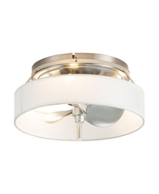 12.6" Modern Brushed Nickel Fabric Caged Low Profile Ceiling Fan with Light and Remote