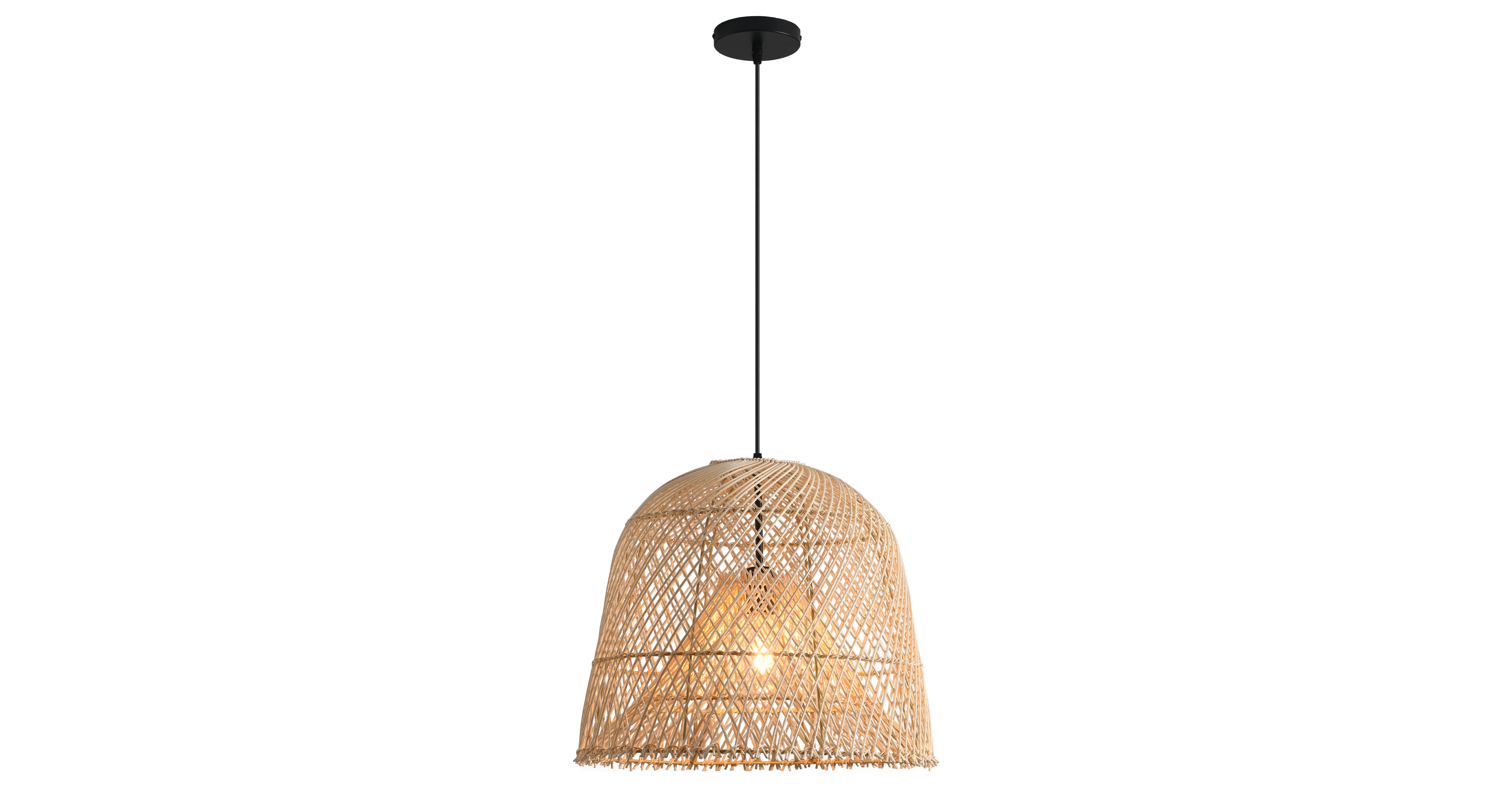Parrot Uncle 1-Light Coastal Retro Rattan Hand-Woven Cloche Hanging Basket Pendant Light