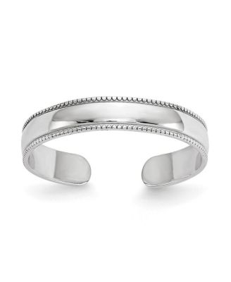 Adjustable Milgrain Toe Ring in 10k White Gold