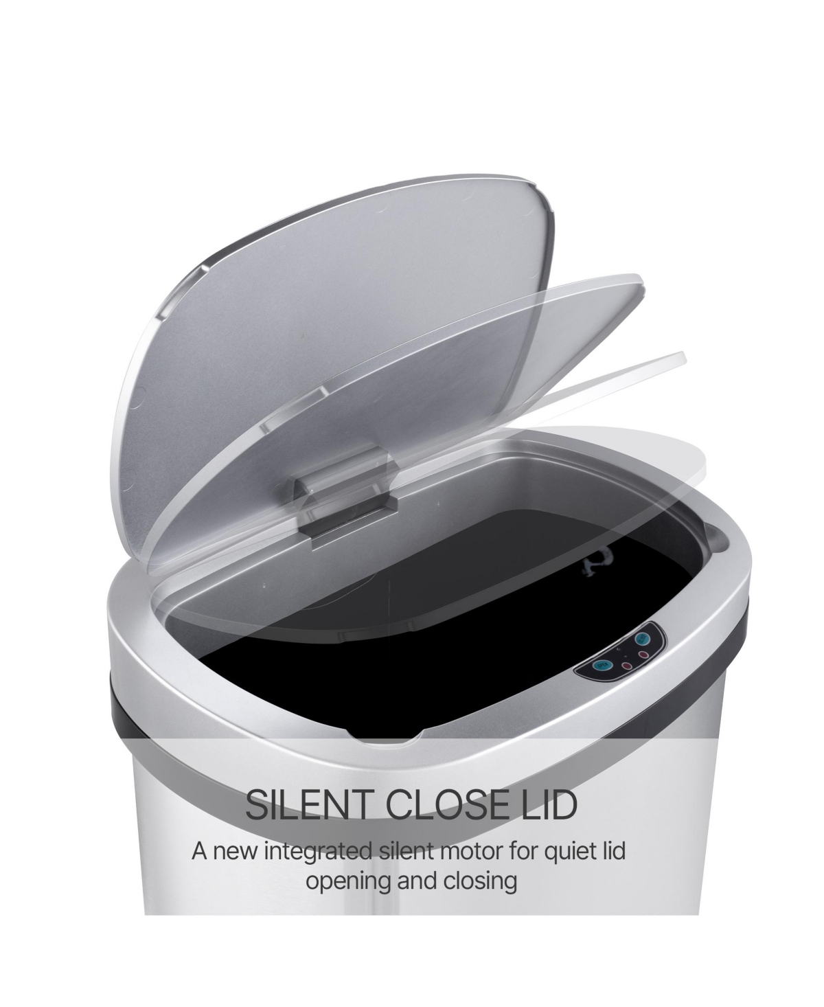 Mega Casa 13 Gal Motion Sensor Stainless Steel Trash Can with 45 Trash Bags with Silent Soft-Close Lid for Office, Kitchen