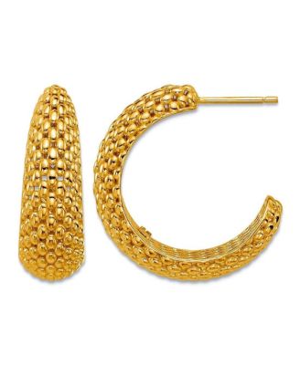 Popcorn Mesh Half Hoop Earrings in 18k Yellow Gold
