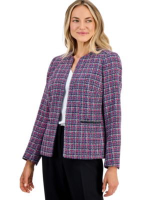 Women's Tweed Open-Front Long-Sleeve Jacket 