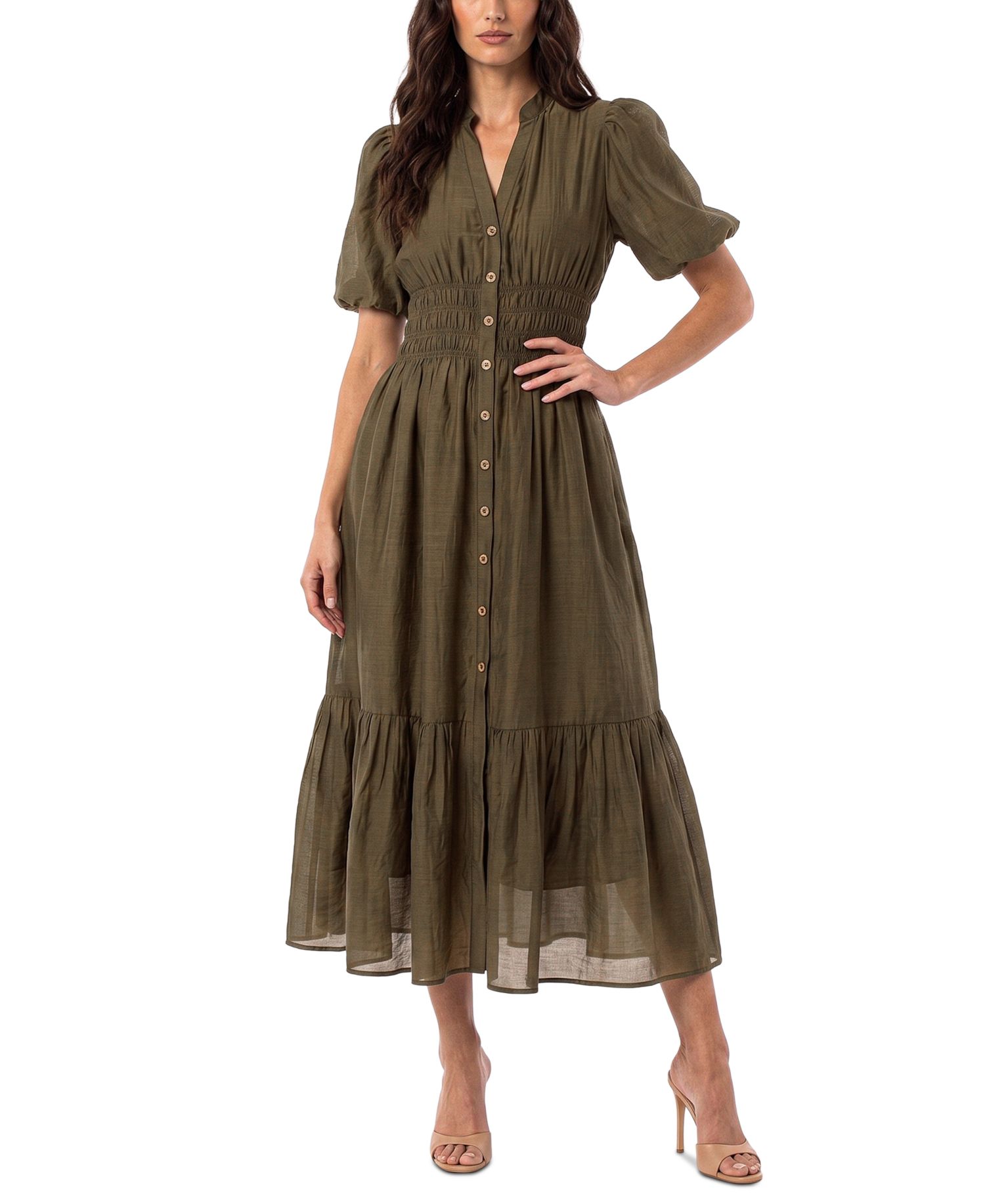 Women's Puff-Sleeve Shirt Dress