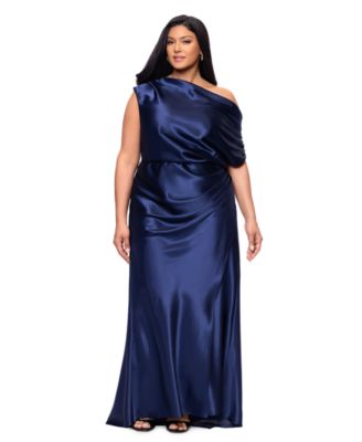 Plus Size Asymmetrical Neck Ball Gown