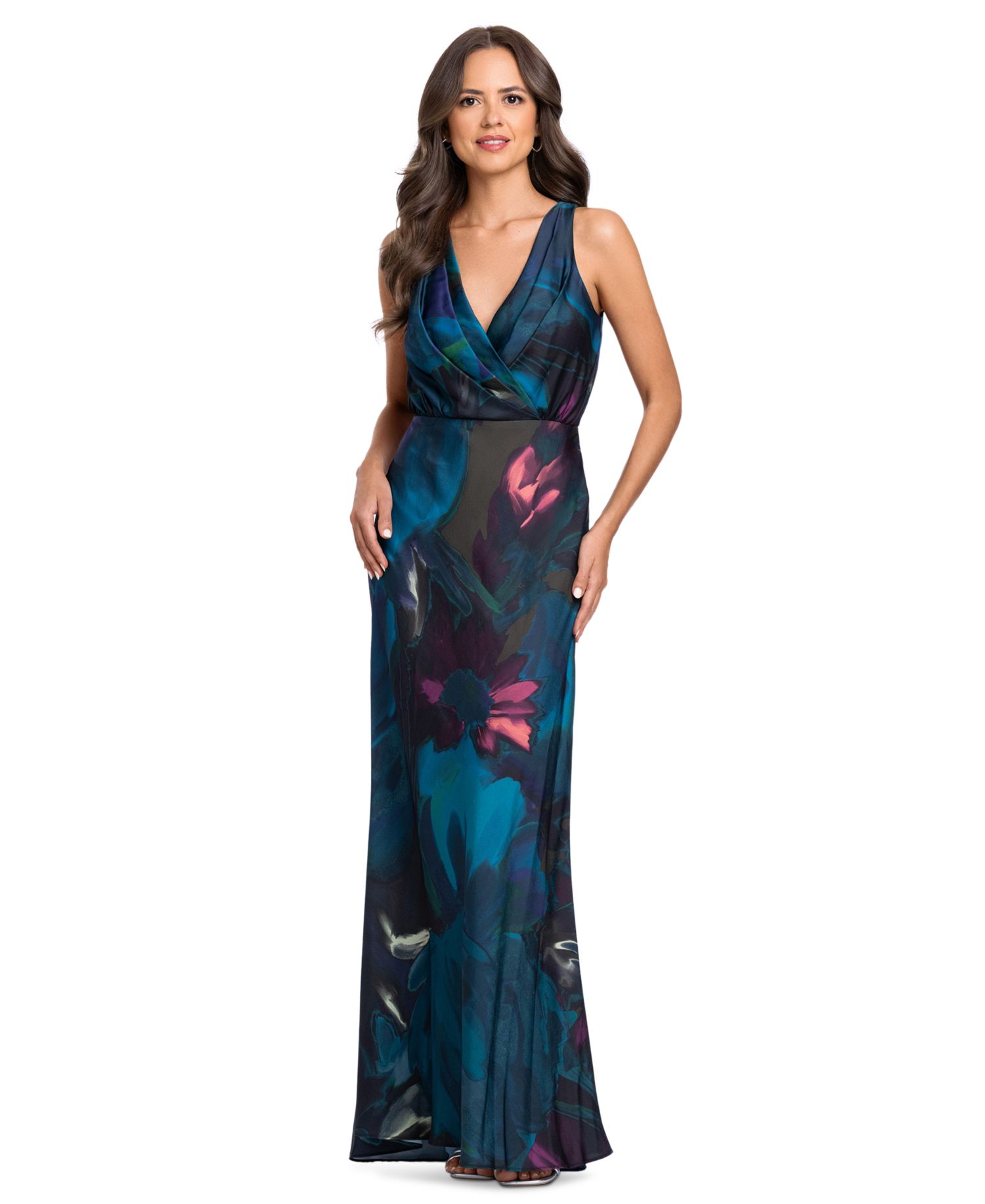 Women's V-Neck Printed Gown