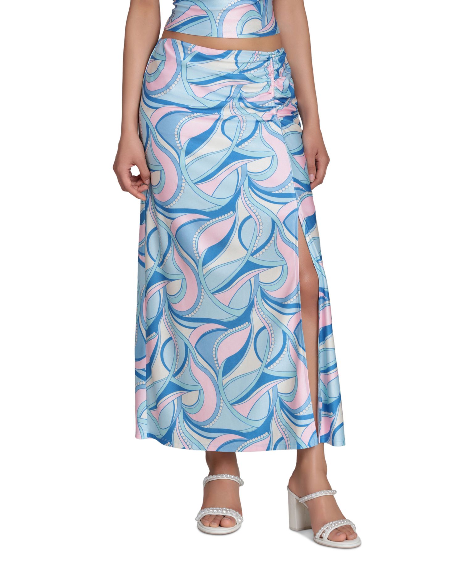 Women's Ruched Side Slit Skirt