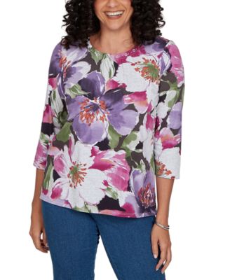 Petite Violet Blooms Knit Top