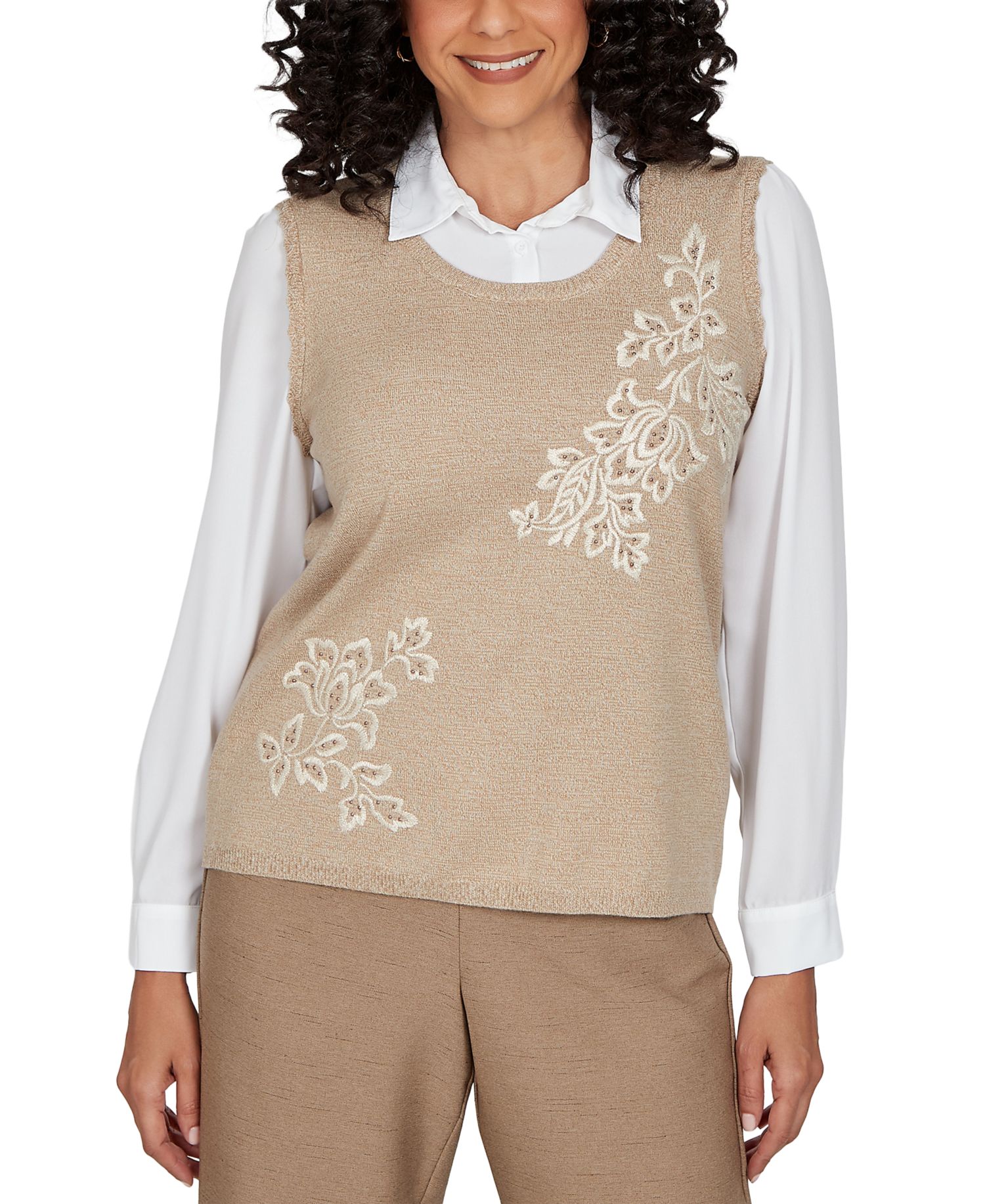 Women's Union Square Embroidered Vest Two In One Sweater