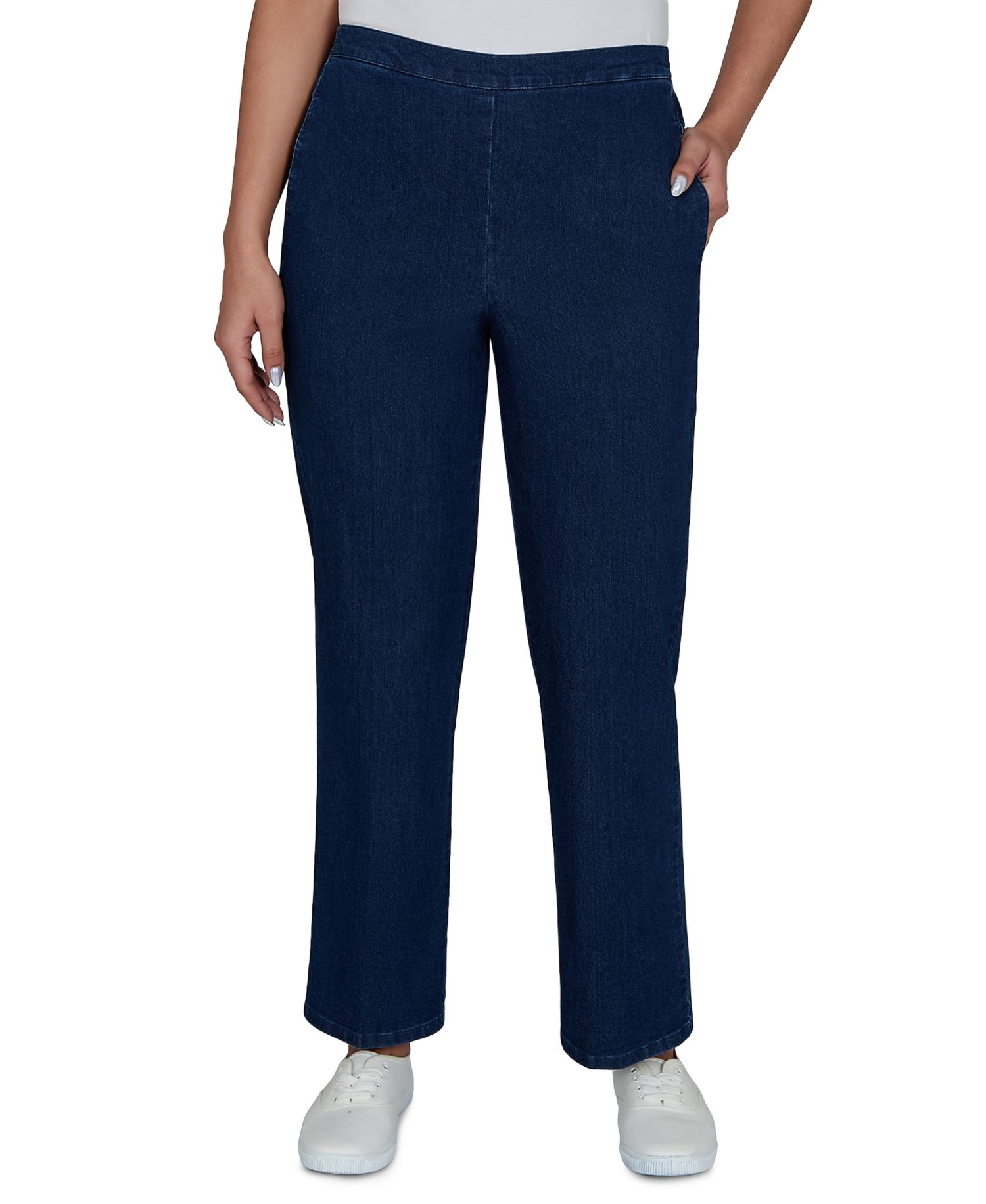 Women's Elastic Waist Denim Straight-Leg Pants