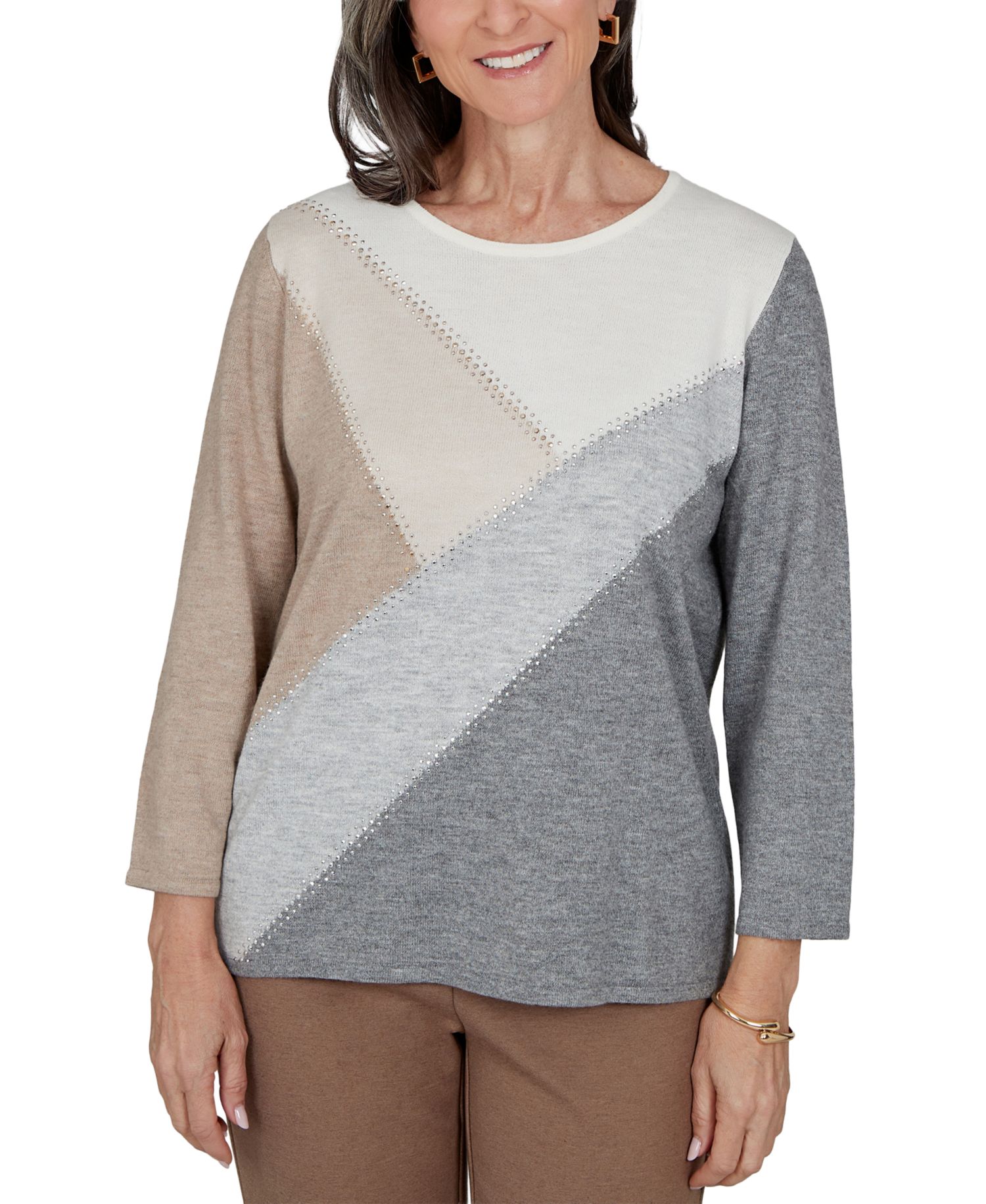 Petite Colorblock 3/4-Sleeve Pullover