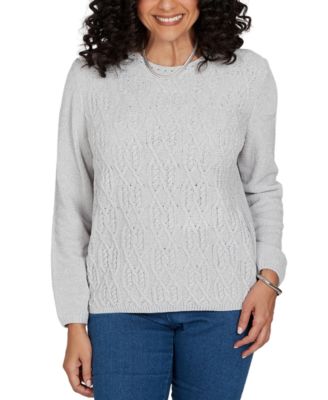 Women's Classic Cable Pullover Chenille Sweater