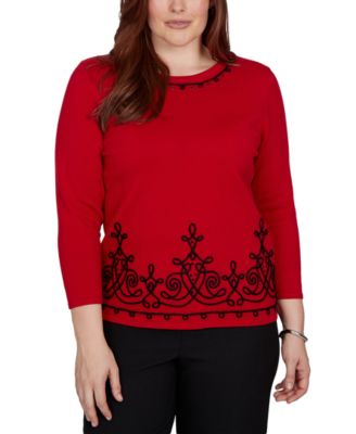 Petite Border Scroll Soutache Sweater