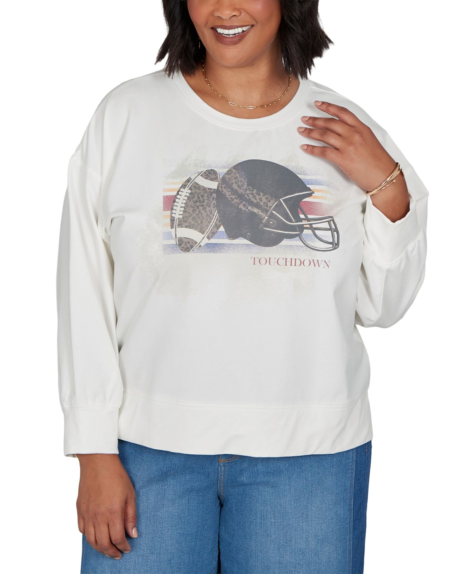 Plus Size Football Graphic Terry Sweatshirt