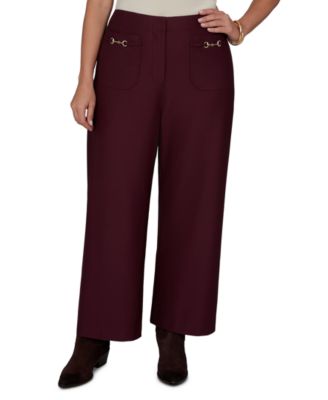 Plus Size Solid Pique Wide-Leg Pull-On Pants