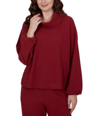 Petite Cowl Neck Ribbed Top