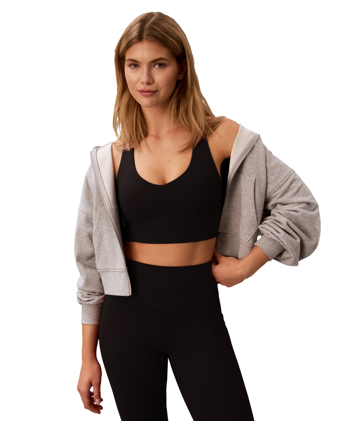 Calvin Klein Performance Women's Soft Sport Crop Scoop Neck Racer Back Tank Top - Black