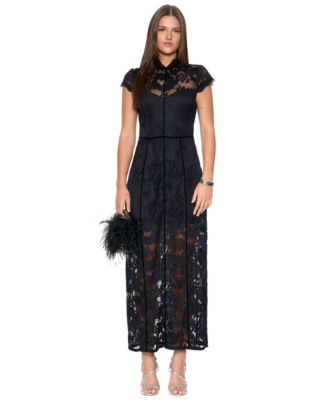 Women's Jovienne Floral-Print Lace Cap-Sleeve Dress