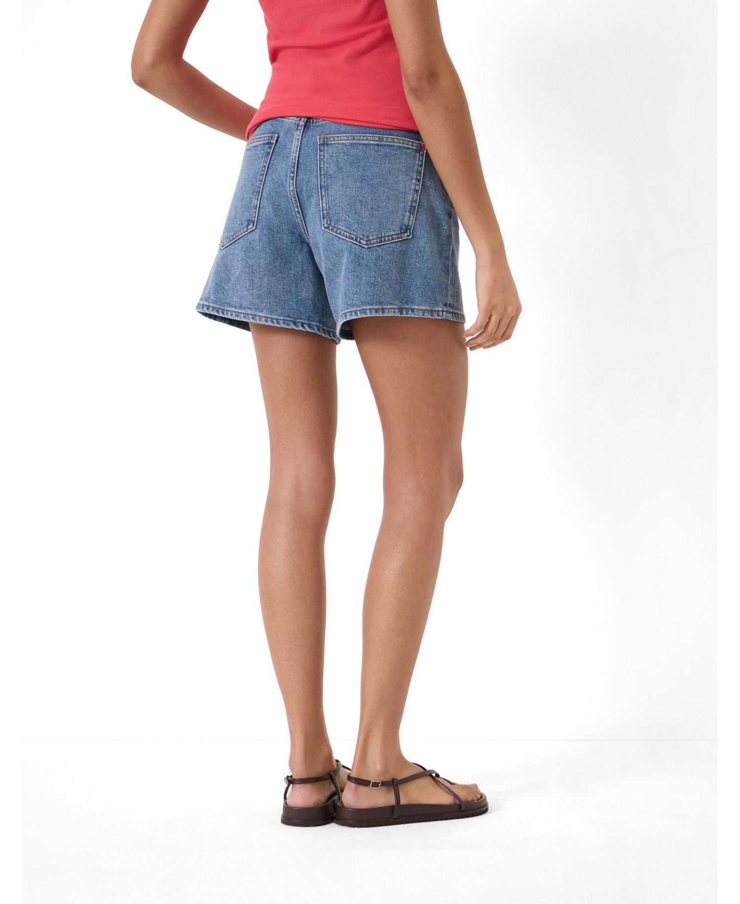 Women's Essential High-Rise Stretch Denim Wide-Leg Shorts, 5" Inseam