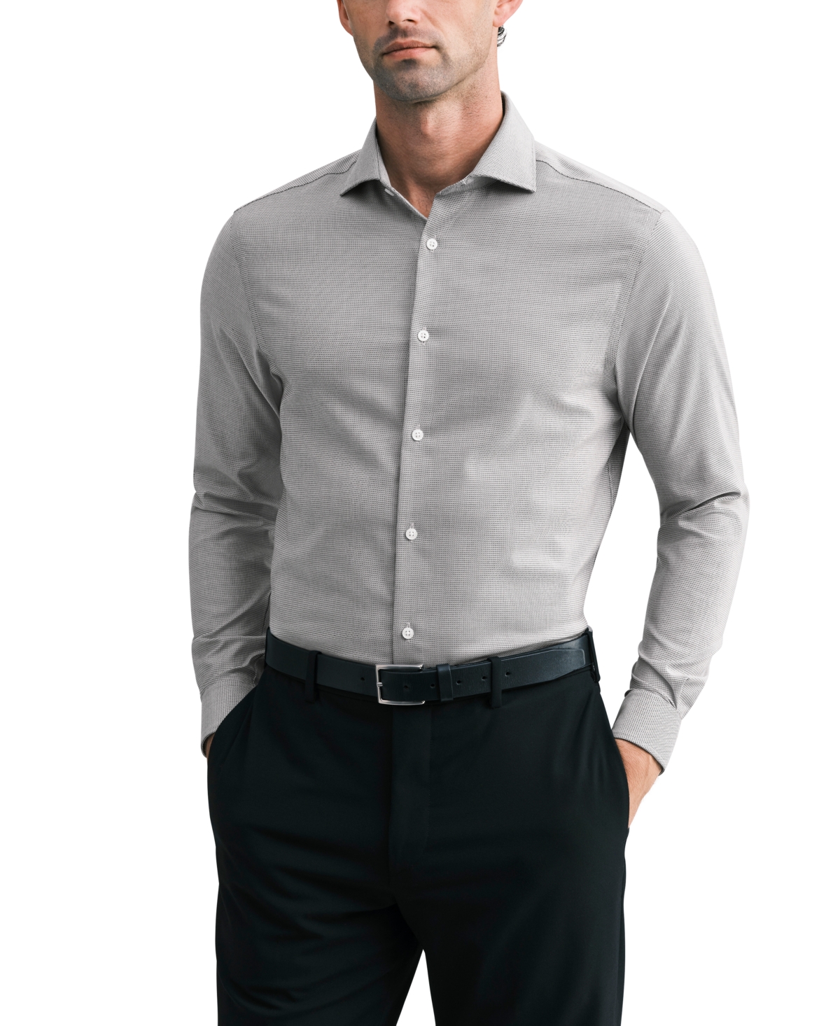 Michael Kors Men's Luxe Touch Micro Check Dress Shirt