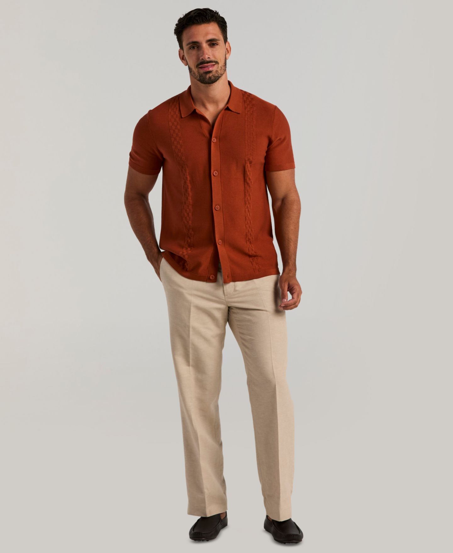 Мужская рубашка Cubavera Stripe Short-Sleeve, цвет: Arabian Spice — фото 2