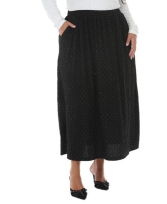 Plus Size Polka Dot Rhinestone Maxi Skirt