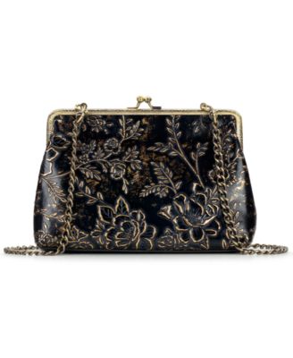 Rose Garden Small Borriana Kiss-Lock Leather Crossbody Handbag