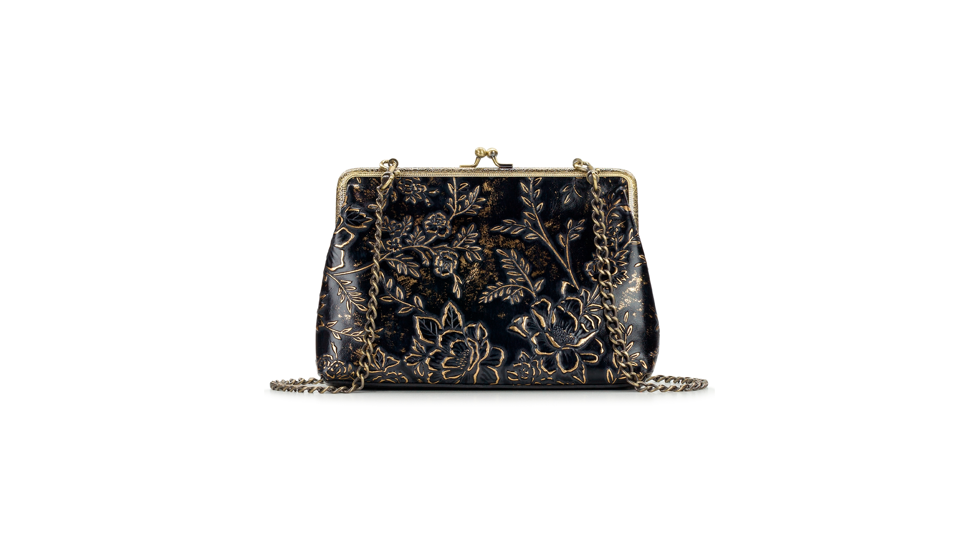 Patricia Nash Borriana Kiss-Lock Small Full-Grain Leather Crossbody Handbag