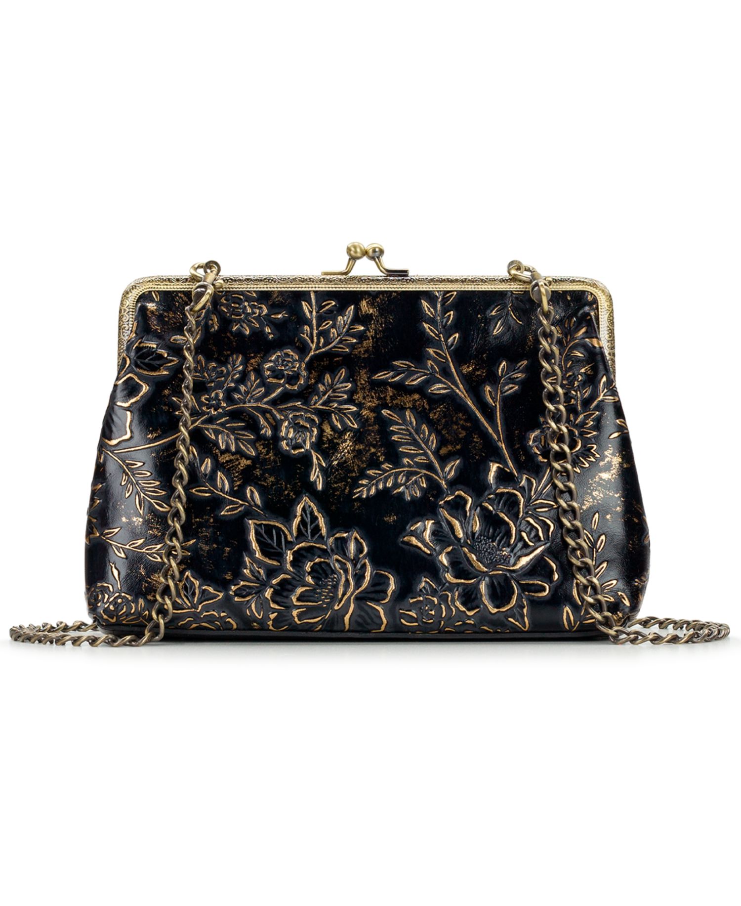 Rose Garden Small Borriana Kiss-Lock Leather Crossbody Handbag