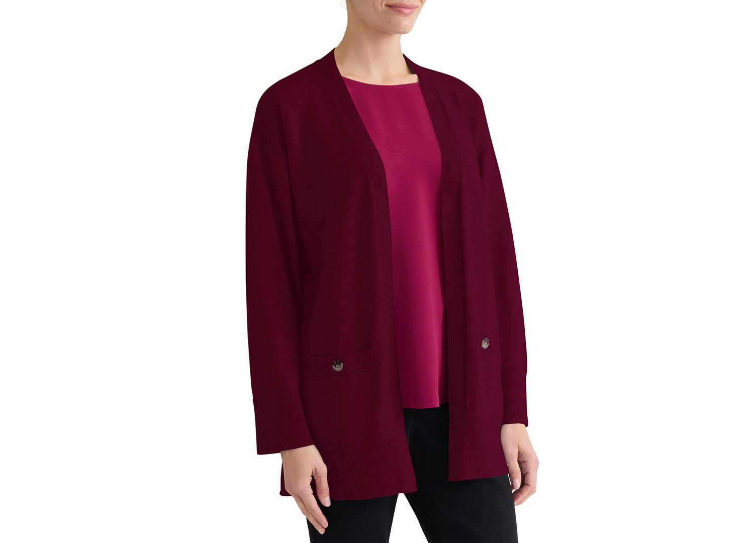 Women's Kissing Front Long-Sleeve Side-Slit Cardigan