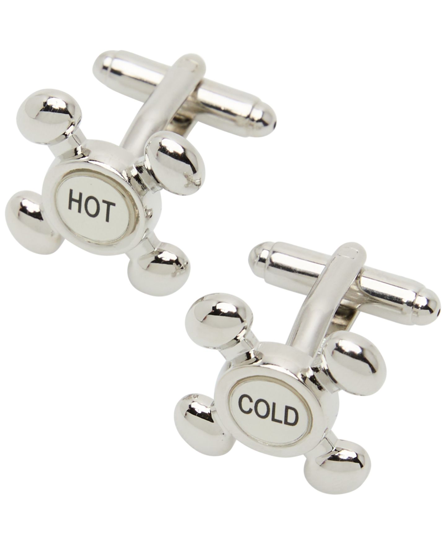 Мужские запонки Perry Ellis Portfolio Silver-Tone Hot Cold Cufflinks, цвет: Серебряный — фото 1