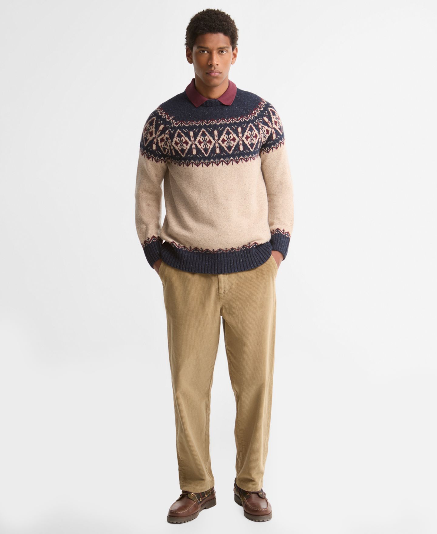 Мужской свитер Barbour Tisbury Fair Isle Wool-Blend Crewneck, цвет: Тёмно-синий — фото 2