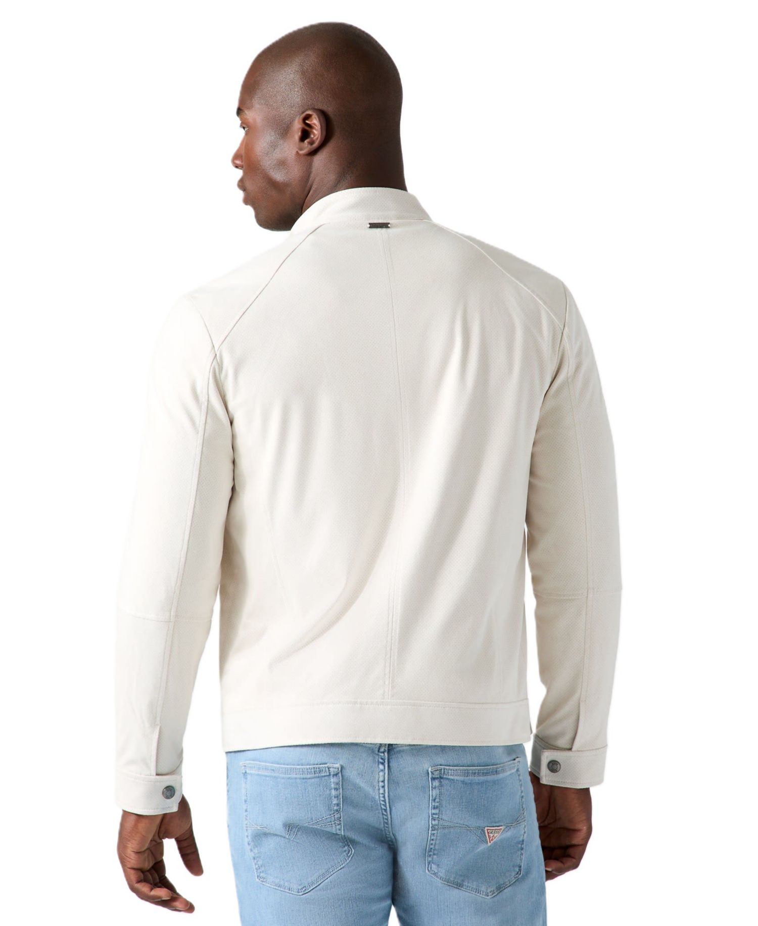 Men's Faux Suede Regular-Fit Biker Jacket