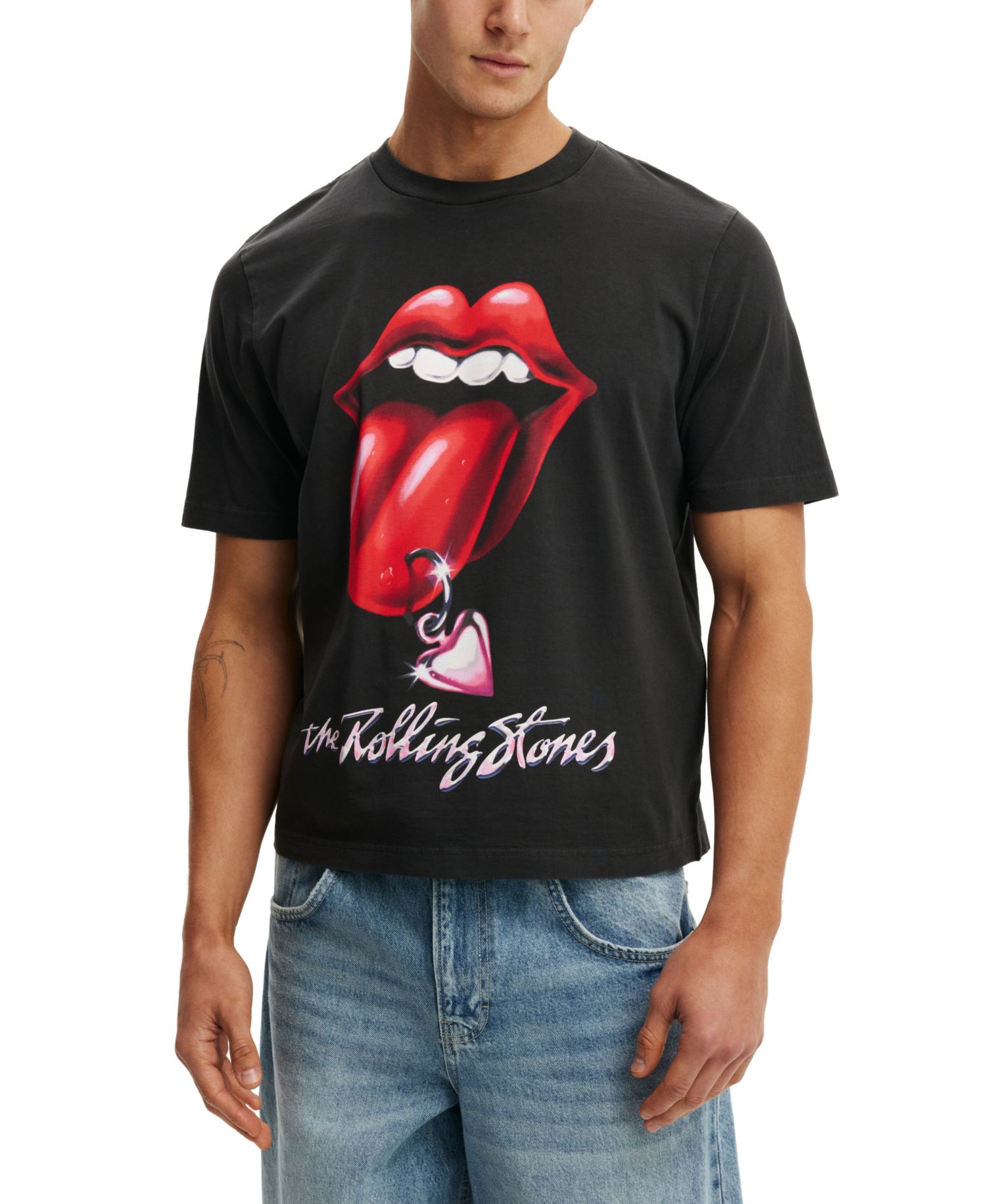 Men's Cropped Graphic Crewneck T-Shirt