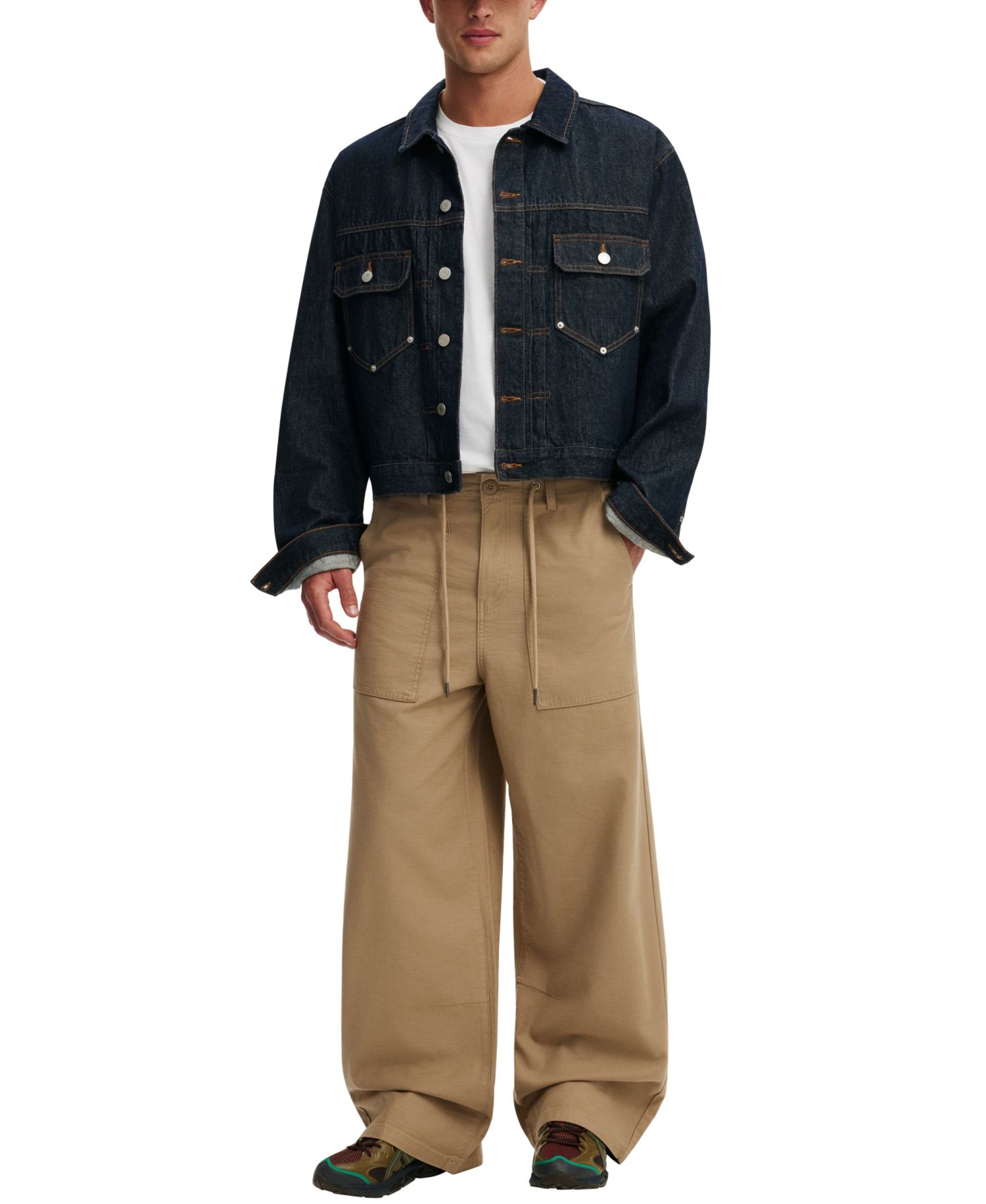 Men's Super Baggy Utility Wide-Leg Elastic-Waist Casual Pants