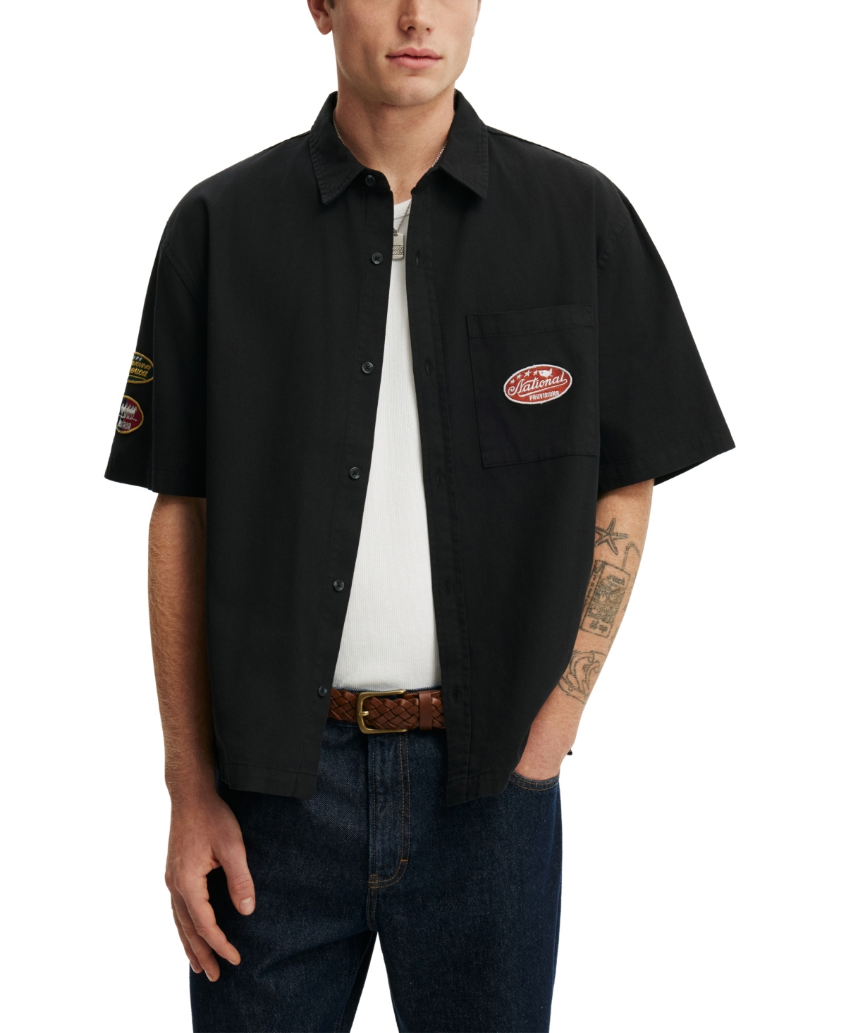 Cotton On Men's Darcy Short-Sleeve Classic-Fit Button-Down Shirt - Washed Black
