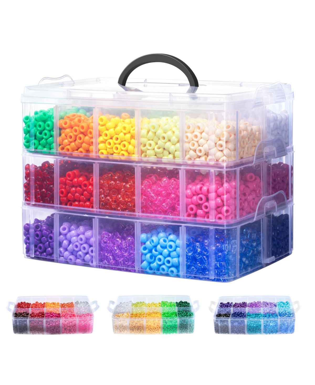 Aeelike 9000 Bulk Pony Beads 6x9mm 30 Colors Plastic Craft for Diy Jewelry Making with Storage Box
