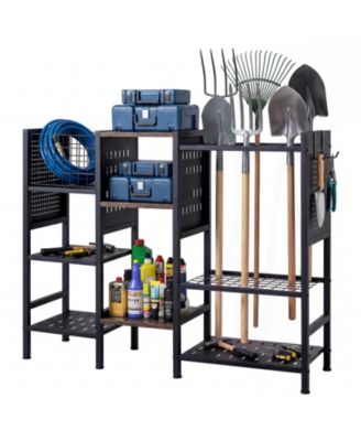 Garden Tool Organizer with  Wooden Shelves40'' Wide Yard Freestanding Storage Rack