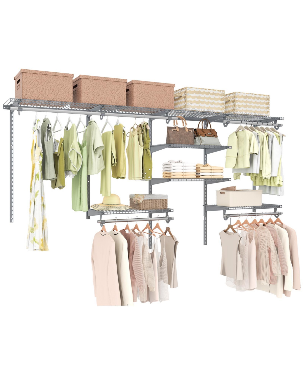 Mecale 4 8 Feet Closet Organizers and Storage System with Hanging Rod for Laundry Bedroom