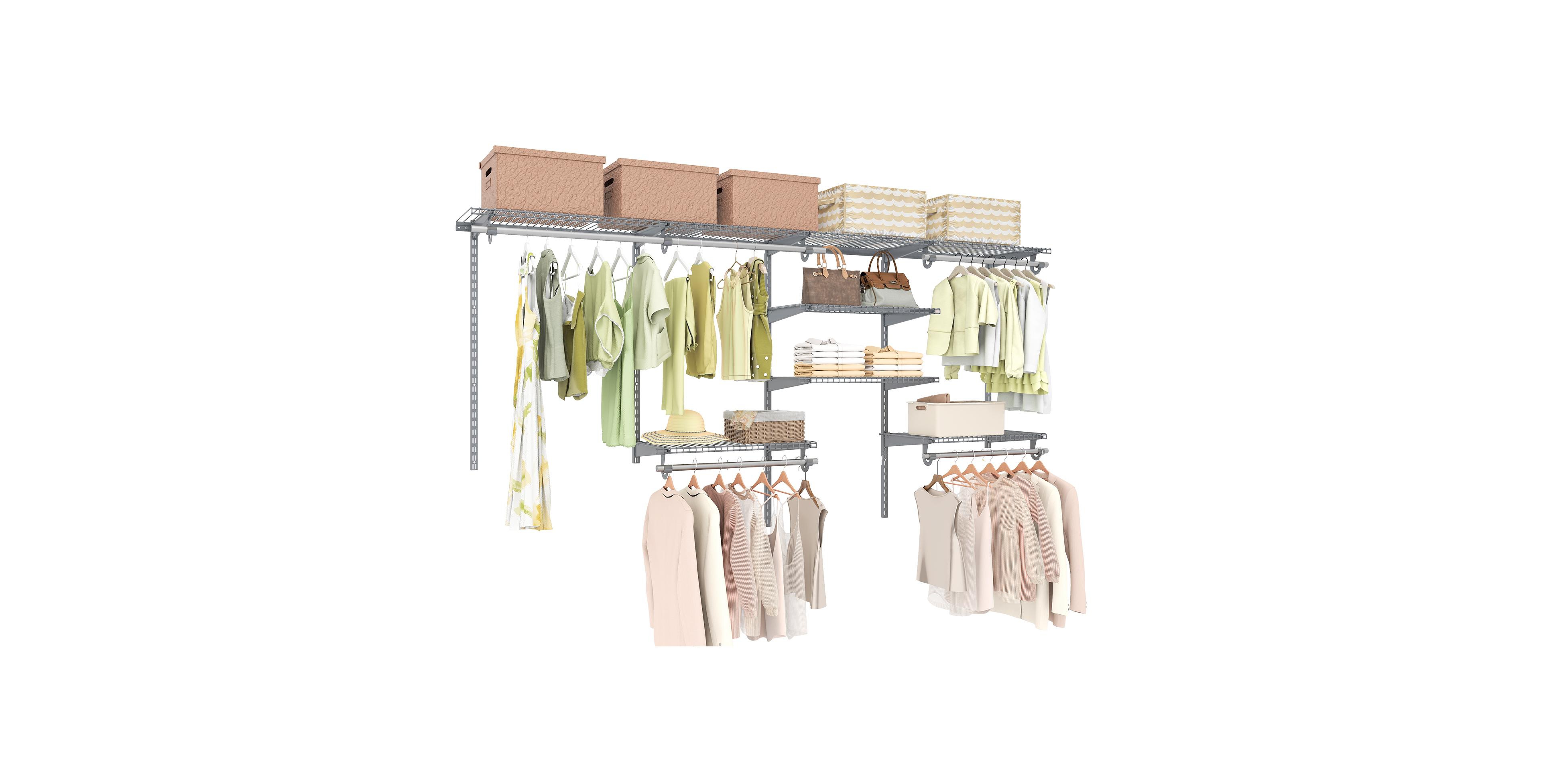 Mecale 4 8 Feet Closet Organizers and Storage System with Hanging Rod for Laundry Bedroom
