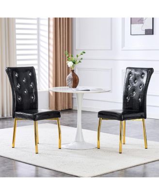 Set of 2 Retro Alligator Faux Leather Dining Chairs with Legs