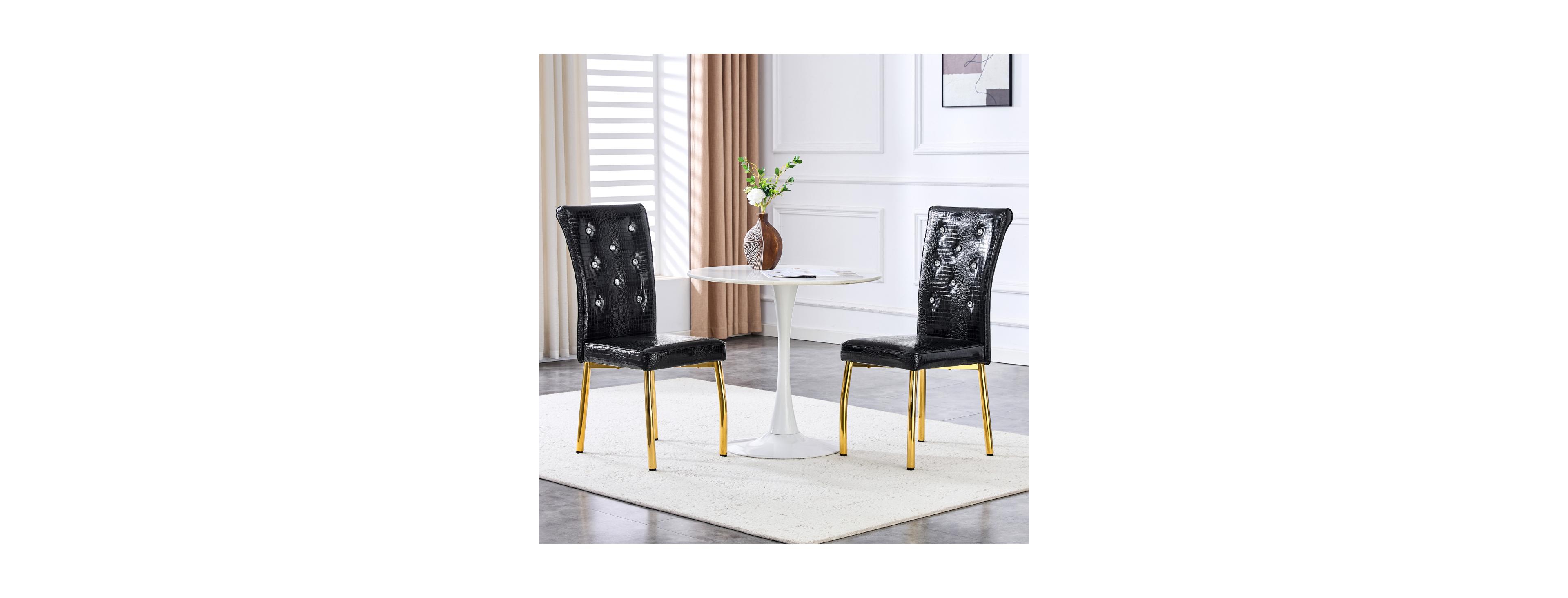 Streamdale Furniture Set of 2 Retro Alligator Faux Leather Dining Chairs with Legs