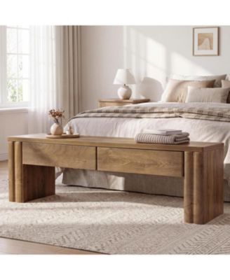 End of Bed Bench with 2 Hidden Storage Drawers